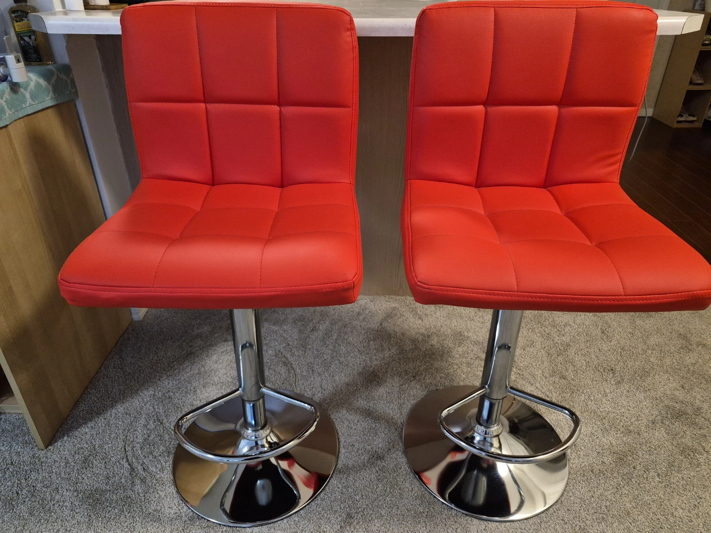 2 Red Bar Stools