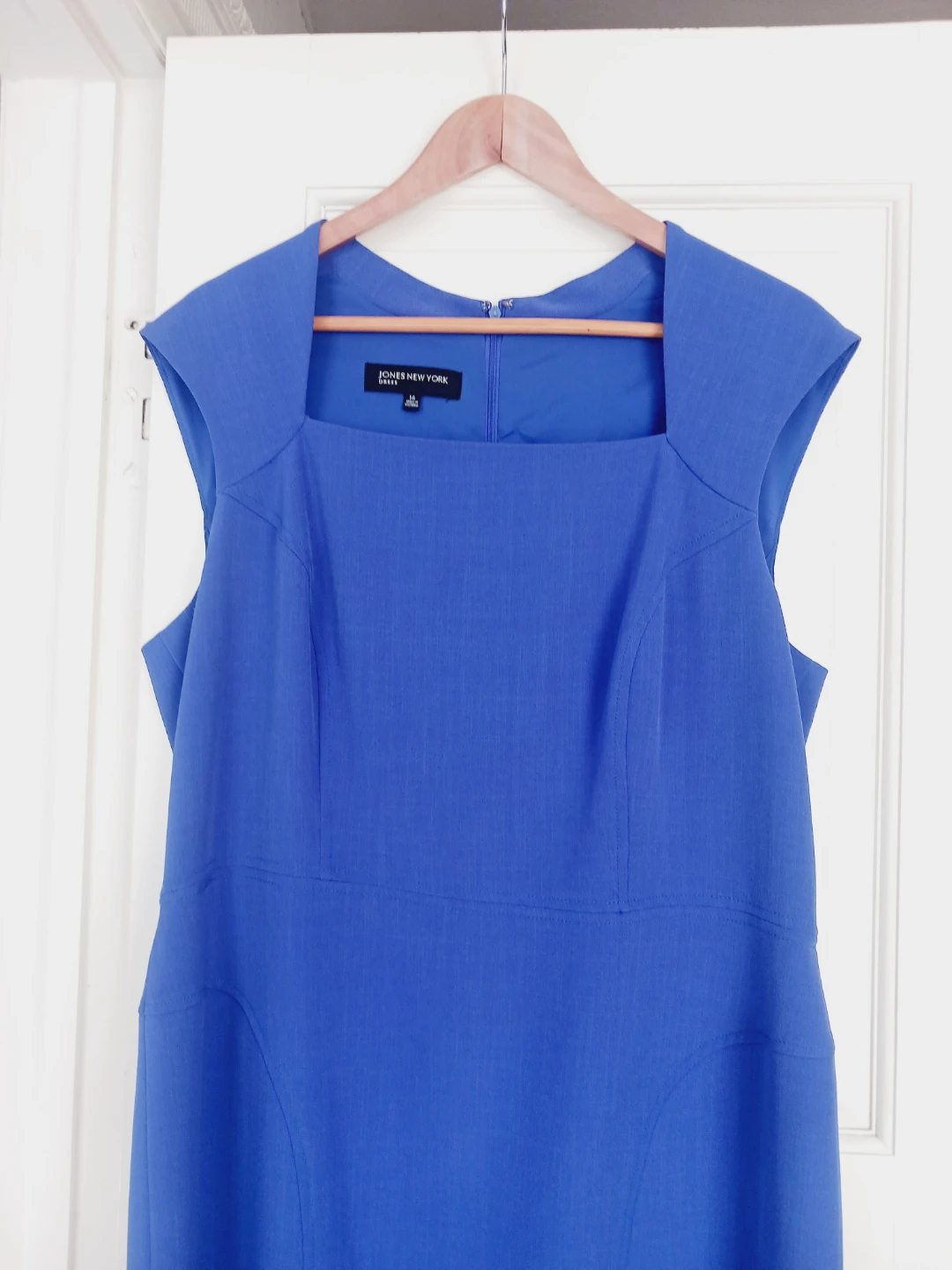 JONES NEW YORK Elegant Blue Sleeveless Square Neck Dress - photo 5