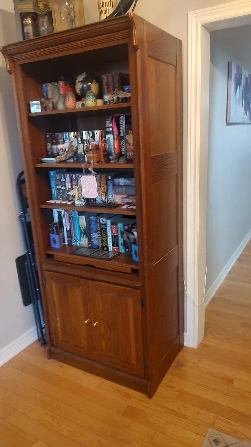 Solid Oak Bookshelf with Glass Doors - photo 2