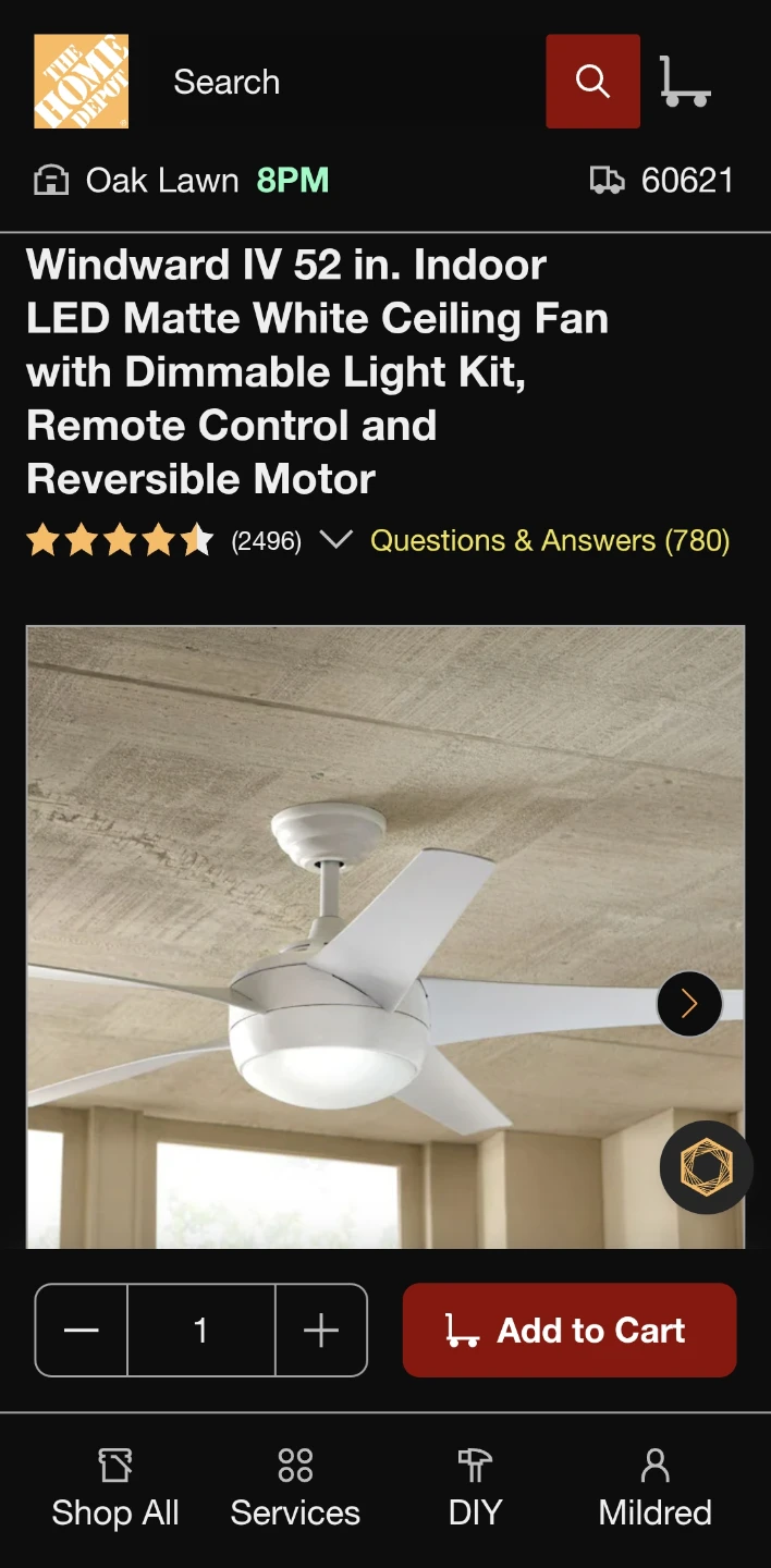 Home Decorators Collection Windward IV 52-in LED Ceiling Fan