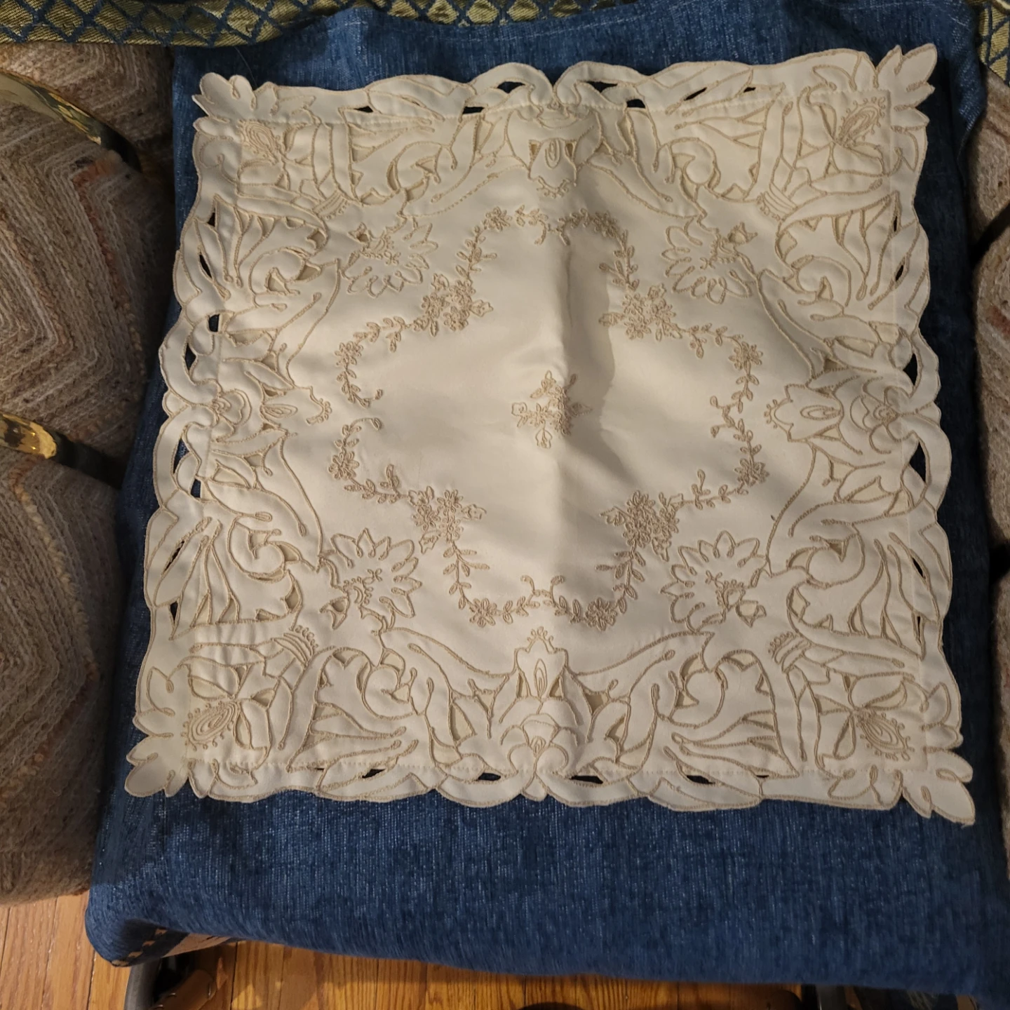 Embroidered Doily Accent Pillow case