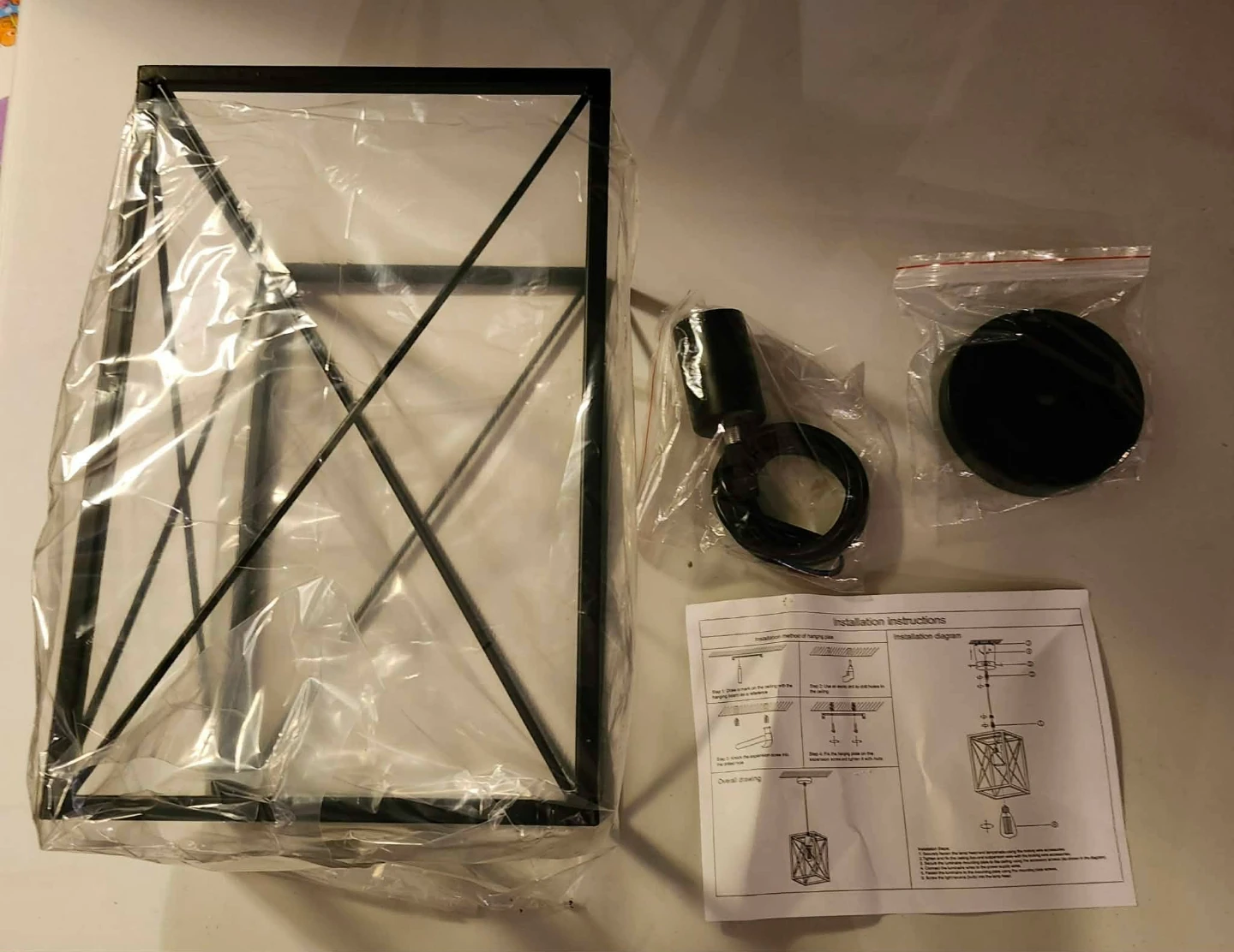 Black Metal Lantern Pendant Light Fixture