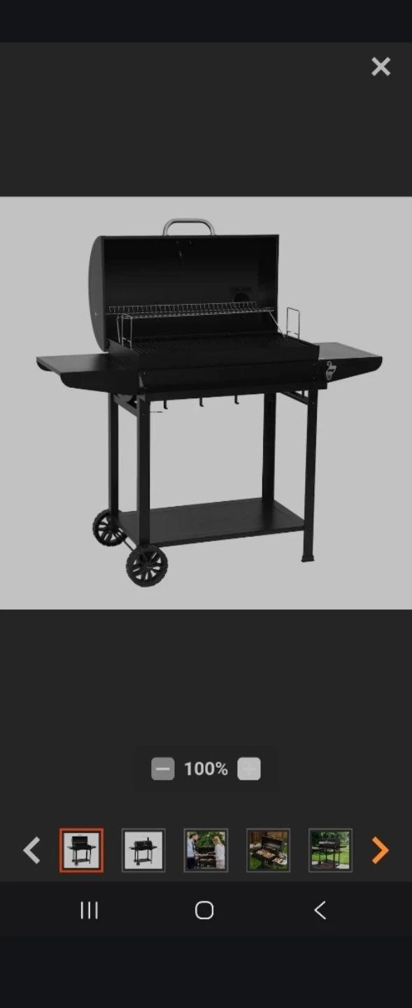 Black Charcoal BBQ Grill with Wheels