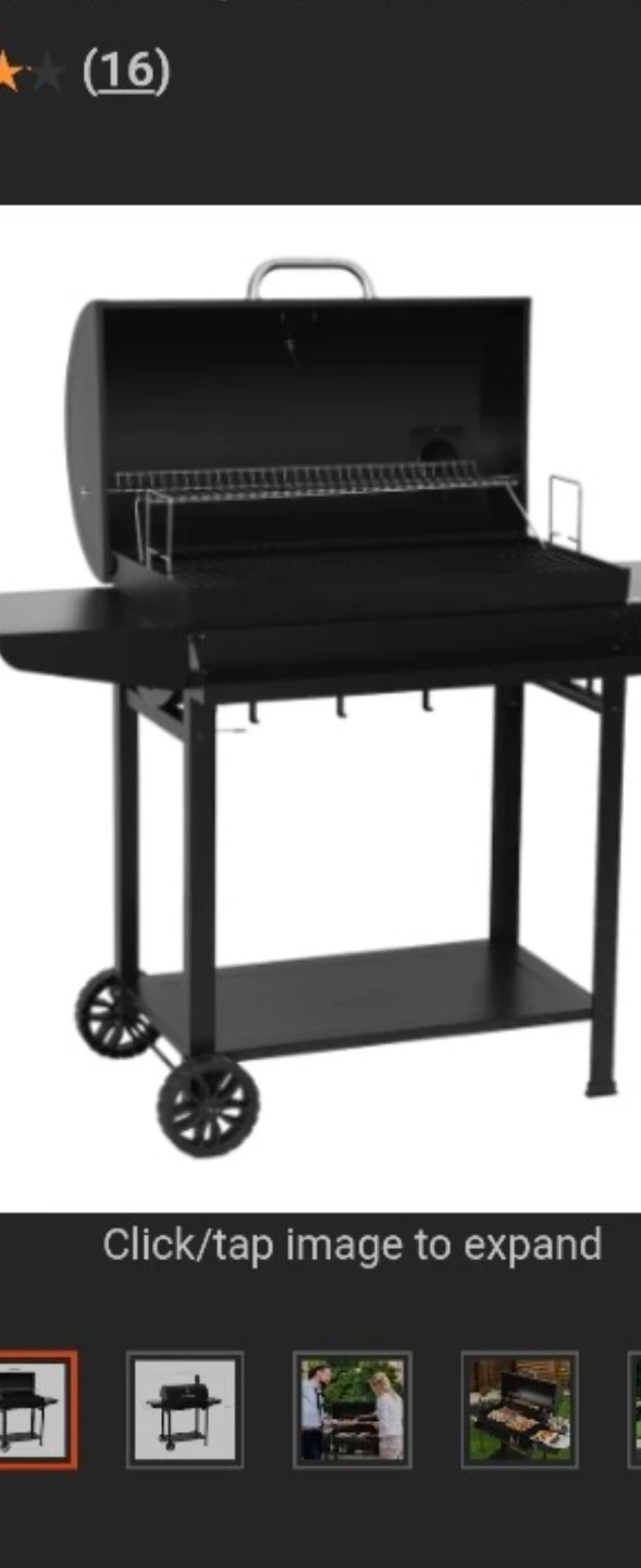 Black Charcoal BBQ Grill with Wheels - photo 2