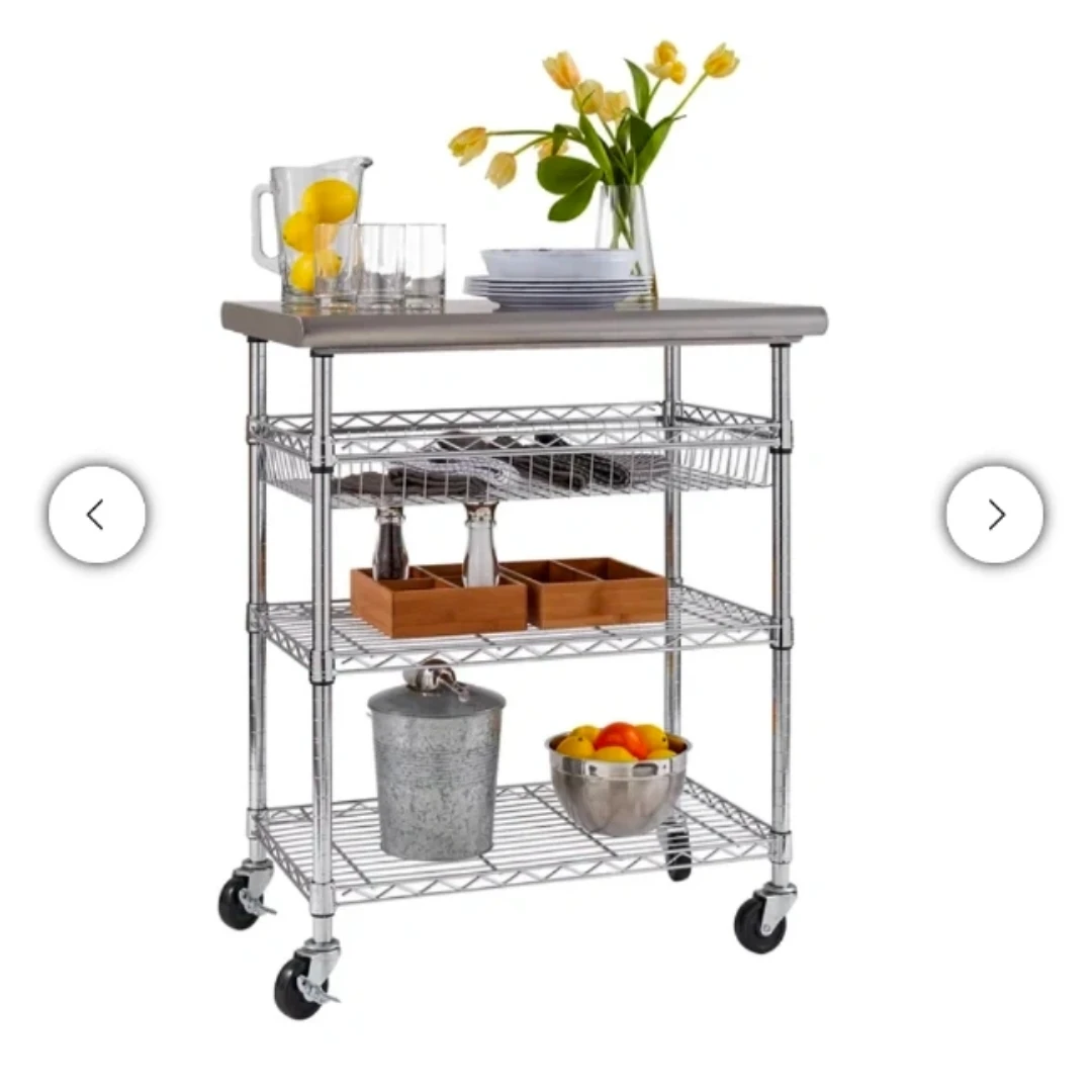 Rolling Kitchen Cart with 3 Shelves - photo 3