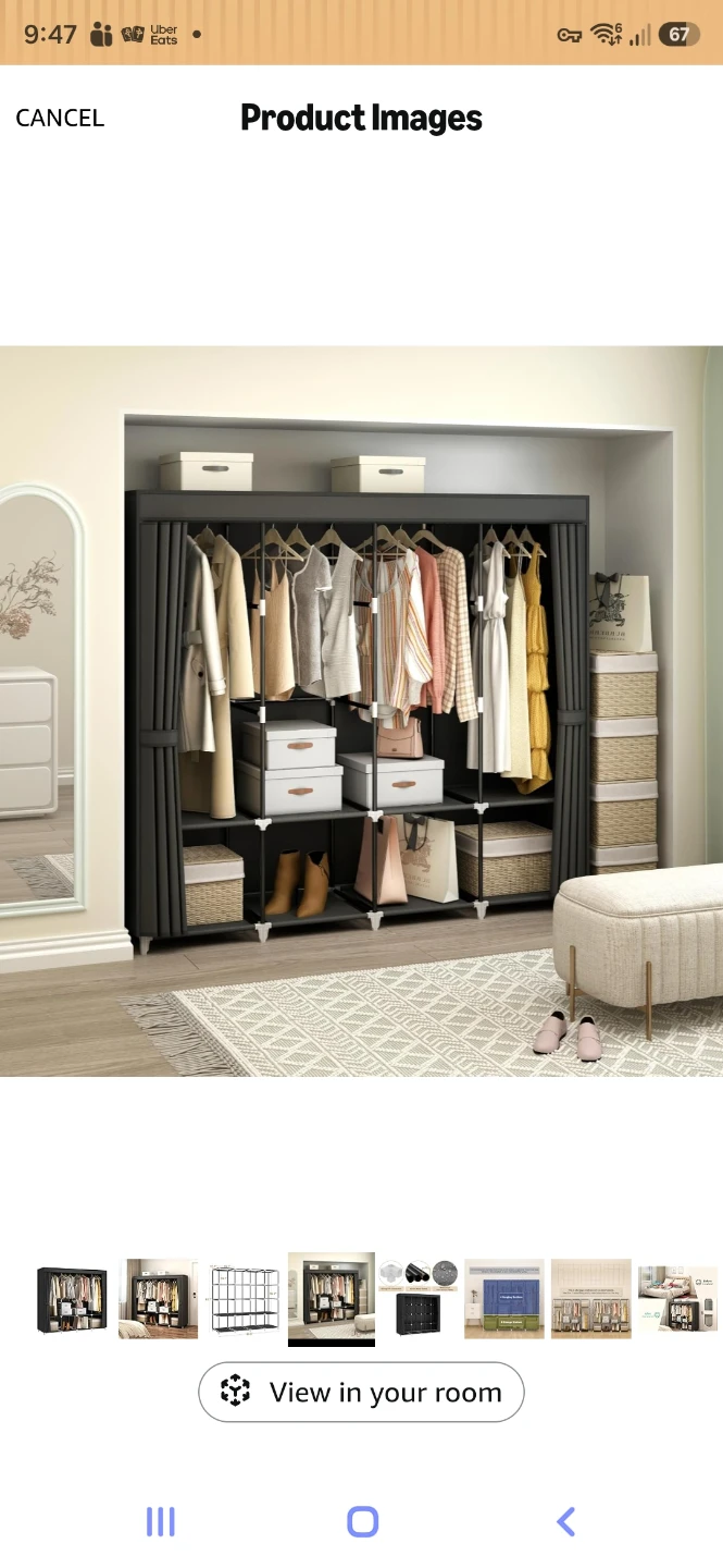 Black Portable Wardrobe Closet Organizer - photo 3