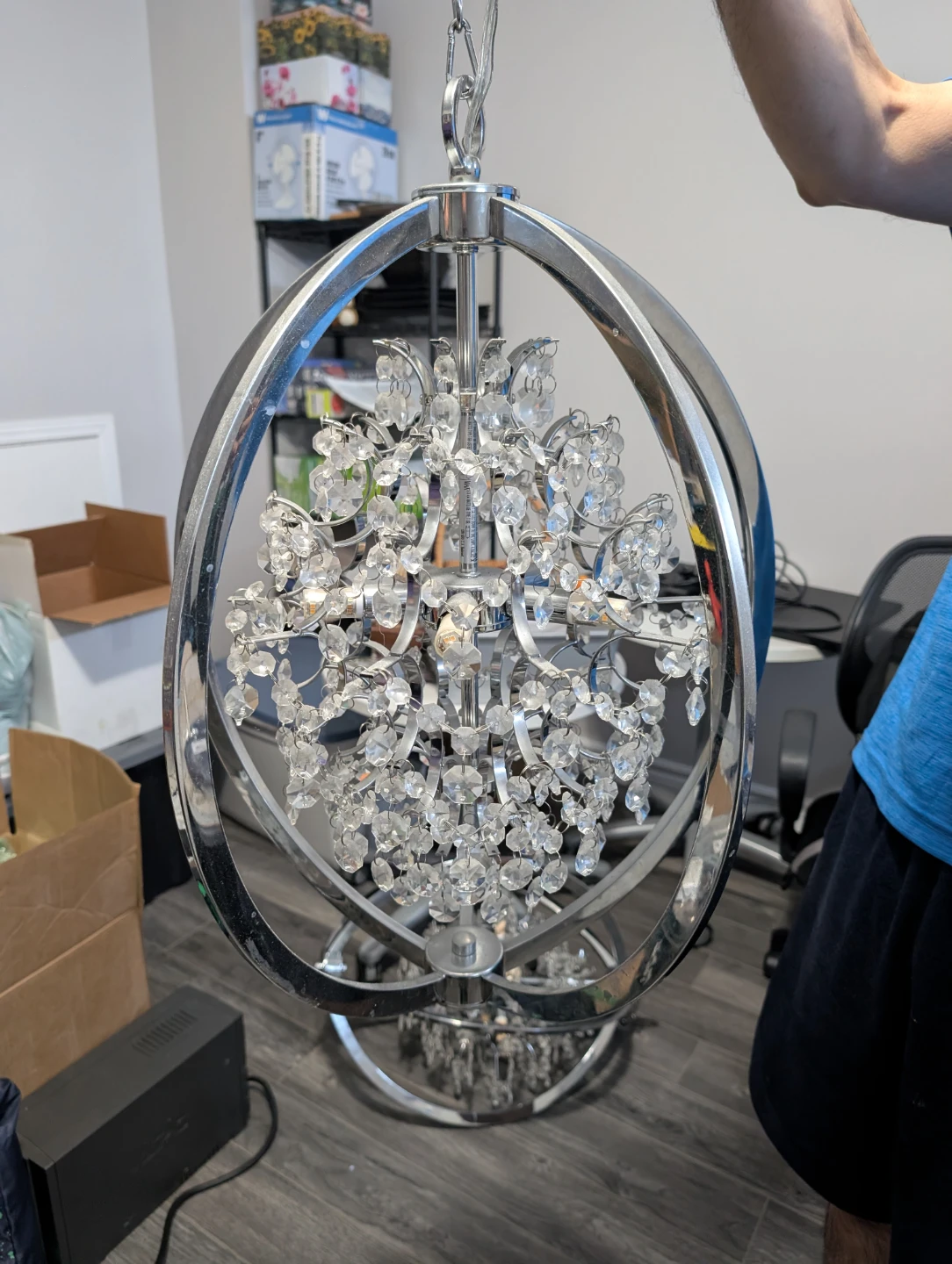 Chrome Sphere Chandelier with Crystal Accents - photo 3