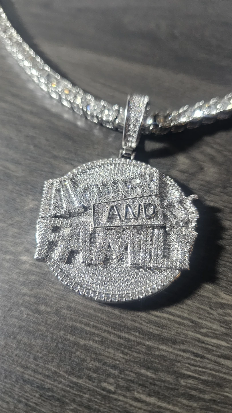 Iced Out Tennis Chain Necklace Pendant