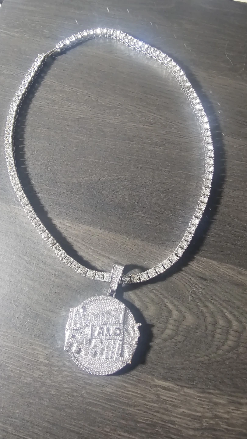 Iced Out Tennis Chain Necklace Pendant - photo 4