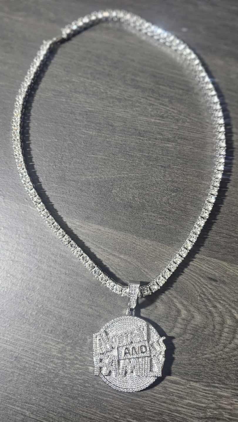 Iced Out Tennis Chain Necklace Pendant - photo 5