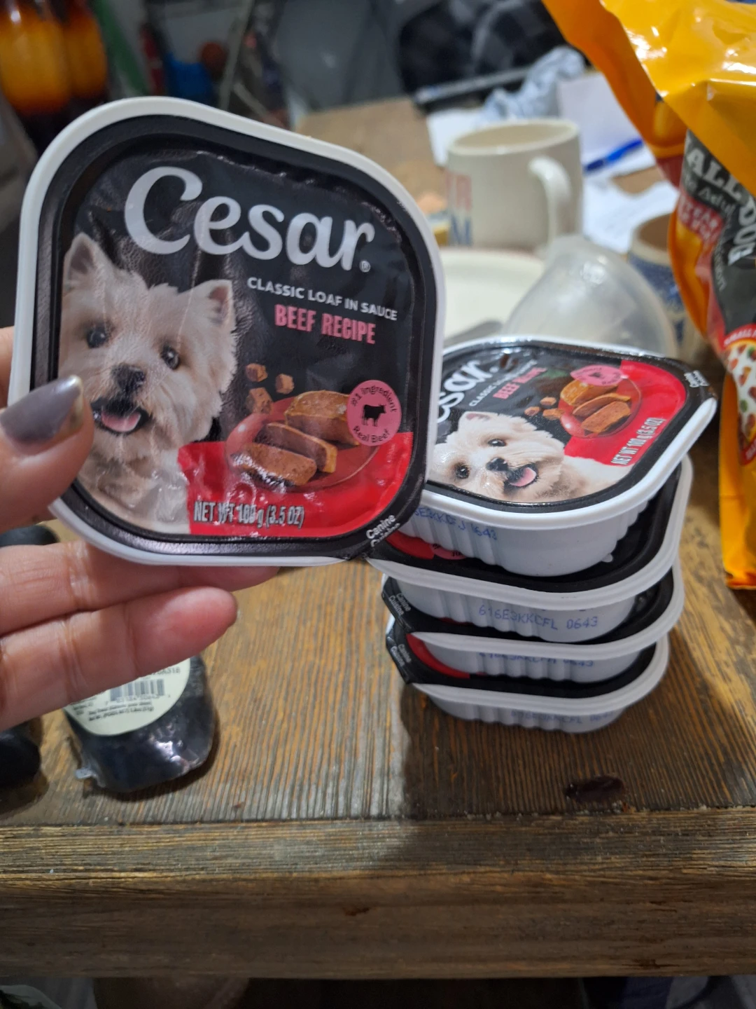Wet dog food.