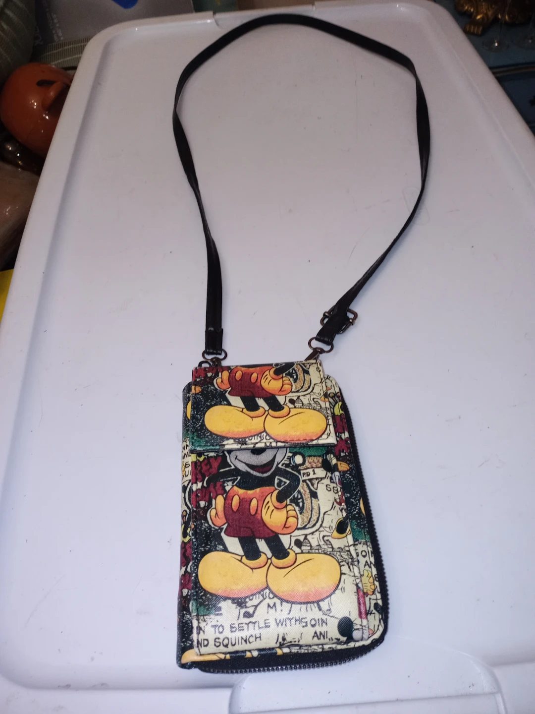 Mickey Mouse Wallet & Cell Phone Holder With Shoulder Strap