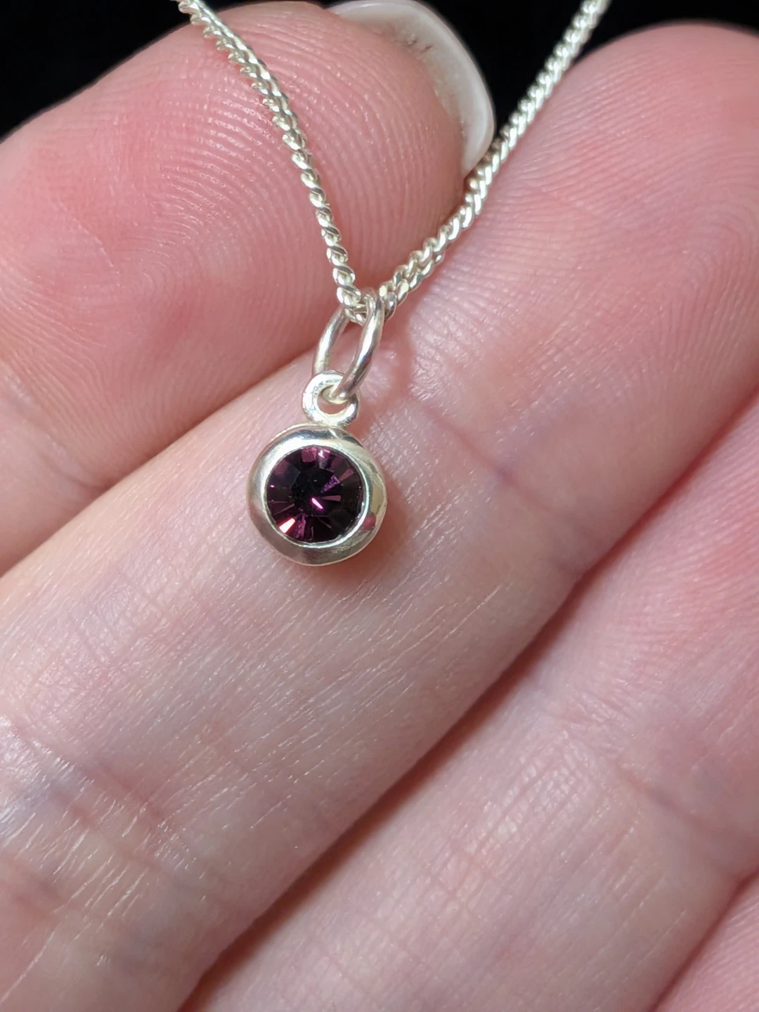 Sterling Silver Pendant Necklace with Faux Amethyst Stone