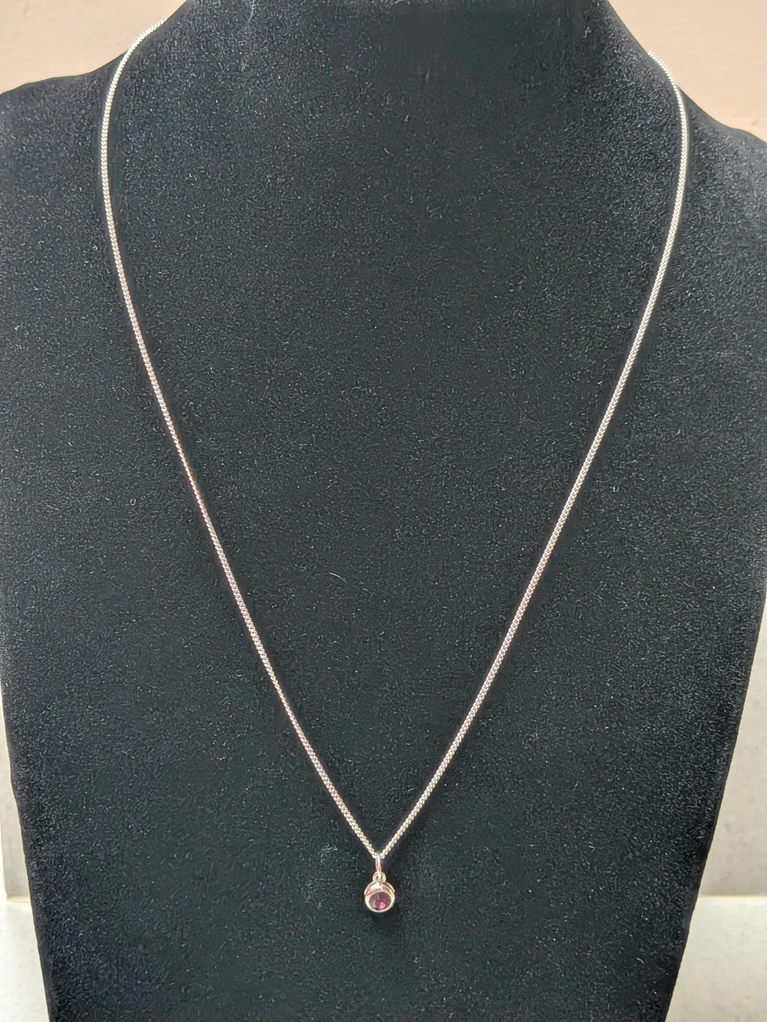 Sterling Silver Pendant Necklace with Faux Amethyst Stone - photo 2