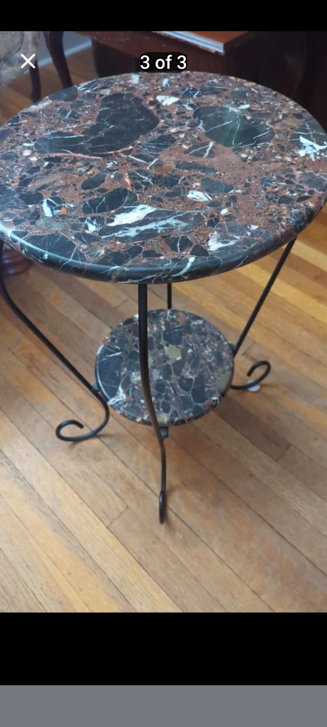 Marble Top Side Table with Metal Base - photo 4
