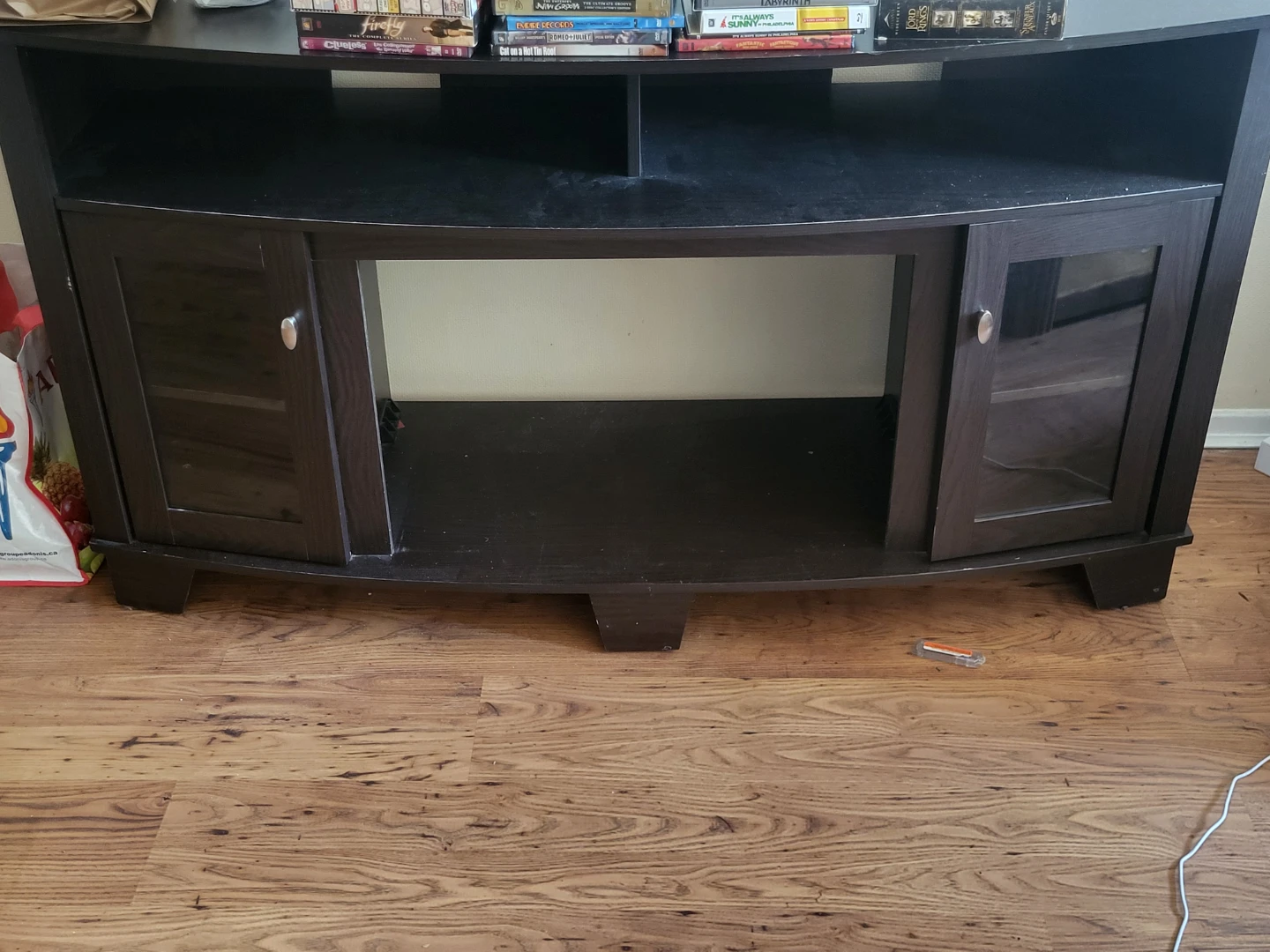 Dark Wood TV Stand with Storage - photo 2