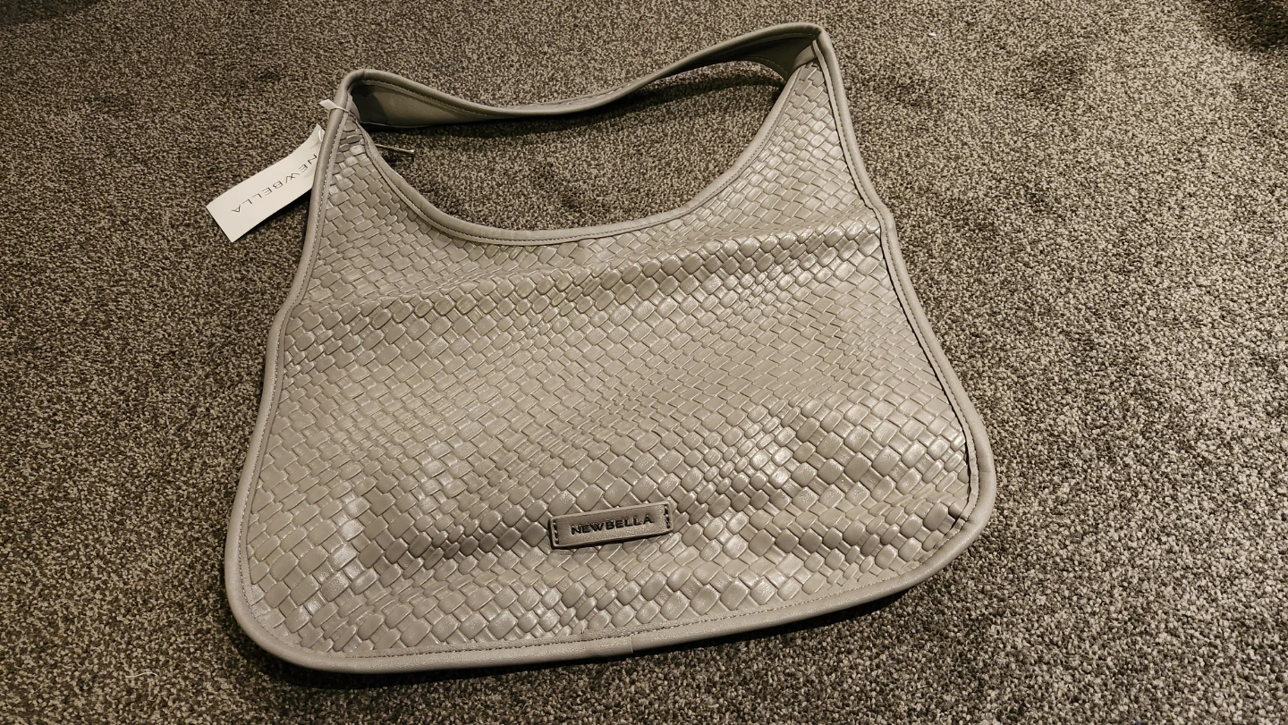 New Bella Grey Woven Shoulder Bag