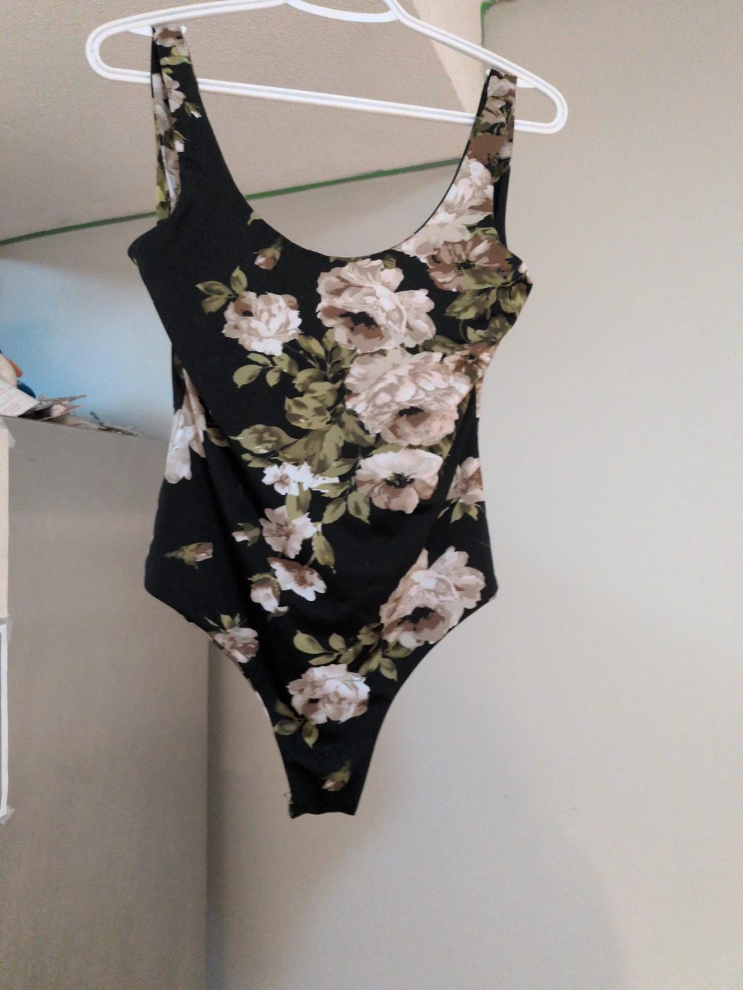 Black Floral One-Piece body suit