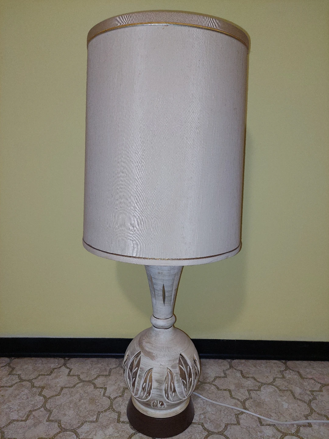 Vintage Ceramic Table Lamp with Cutout Design