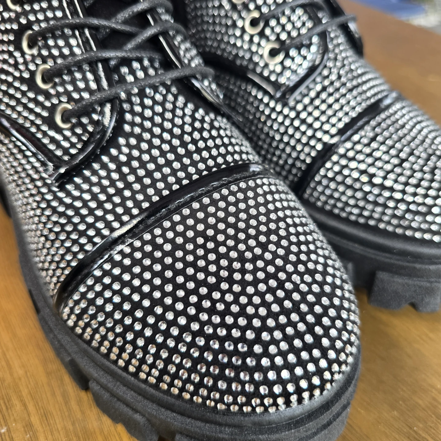 True Religion Black Rhinestone Combat Boots - photo 5