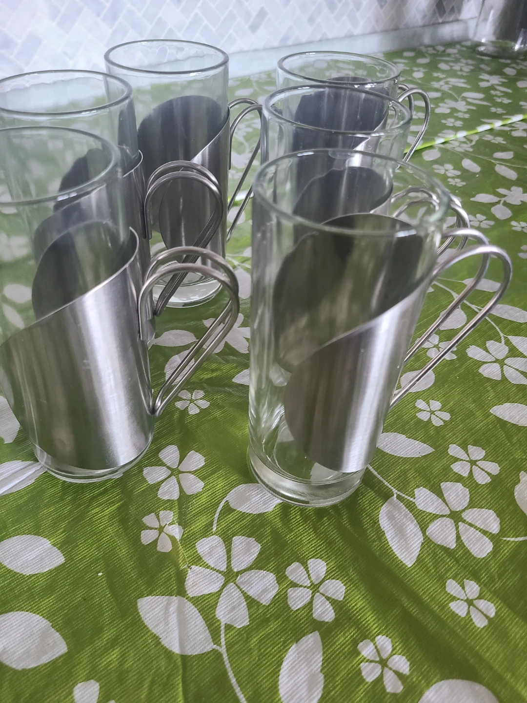 Set of 6 Glass Espresso Cups with Stainless Steel Holders - photo 4
