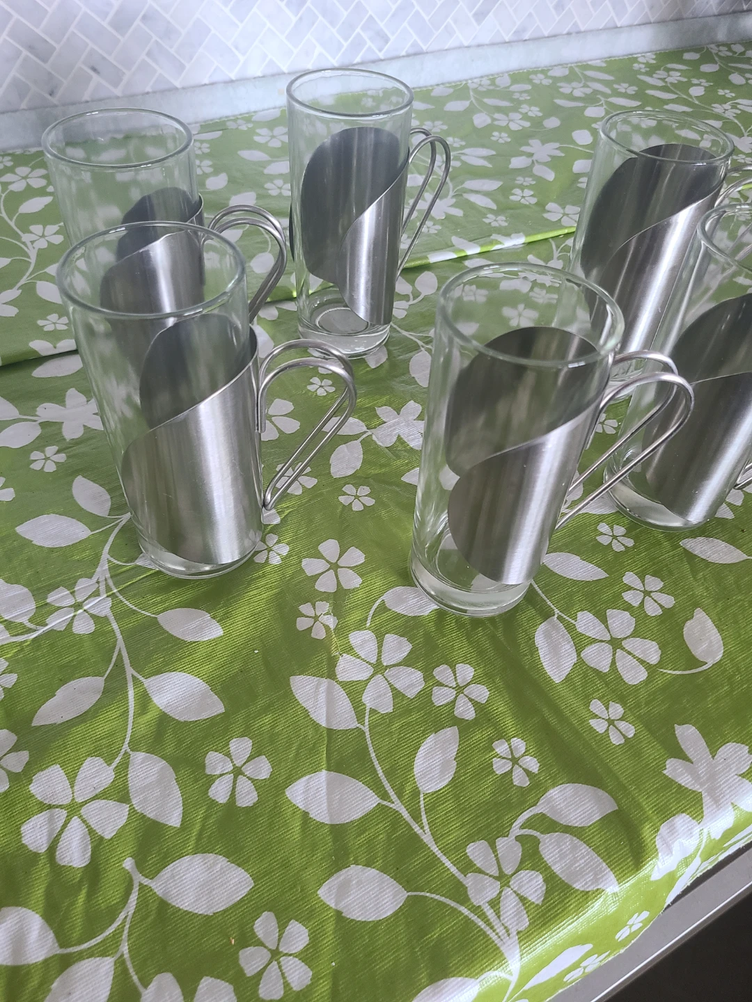 Set of 6 Glass Espresso Cups with Stainless Steel Holders - photo 5