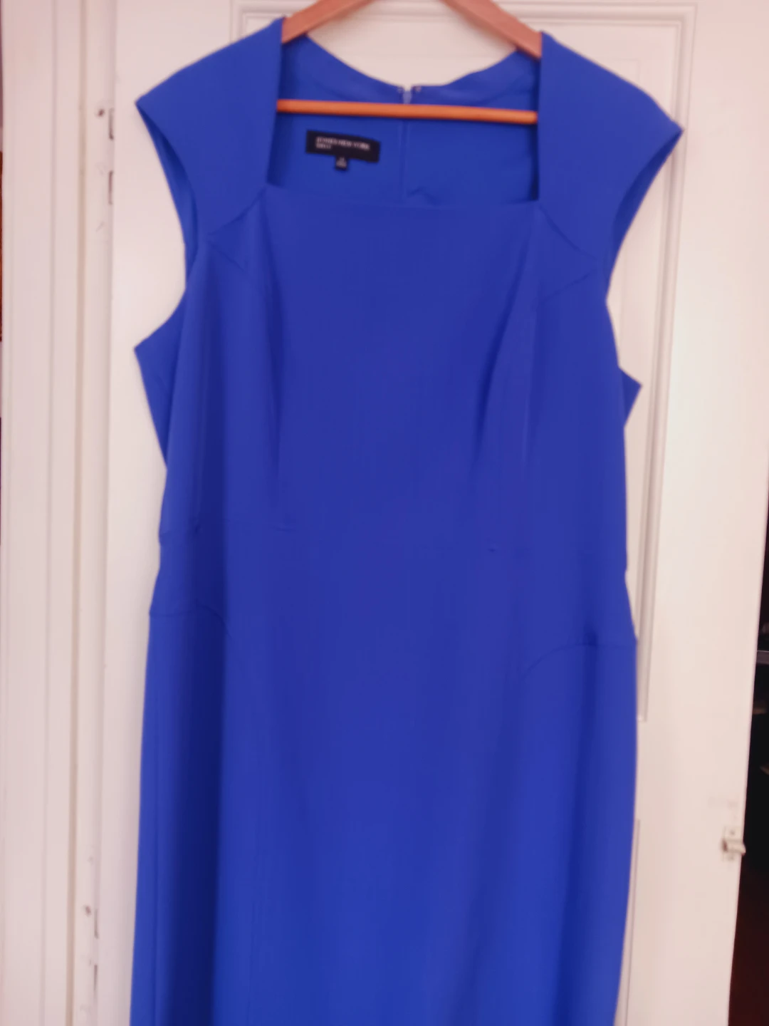 JONES NEW YORK Elegant Blue Sleeveless Square Neck Dress - photo 3