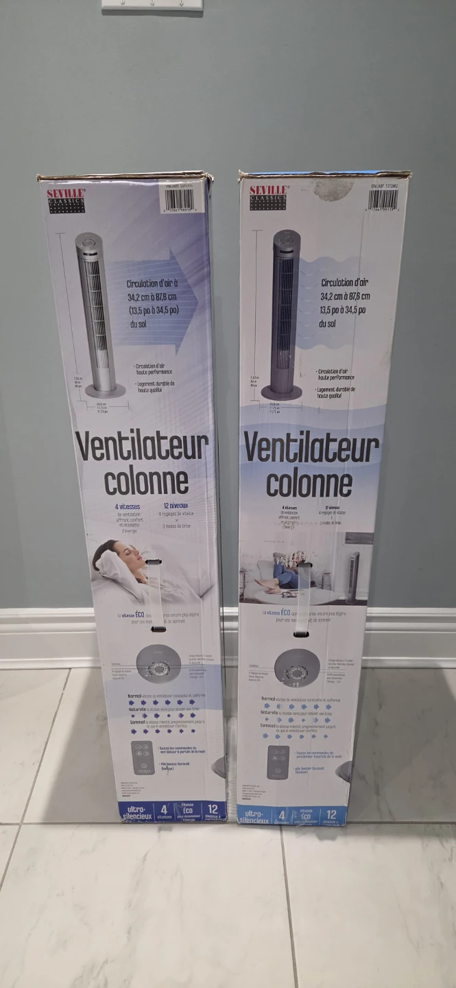2 Seville Classics Tower Fan with Remote