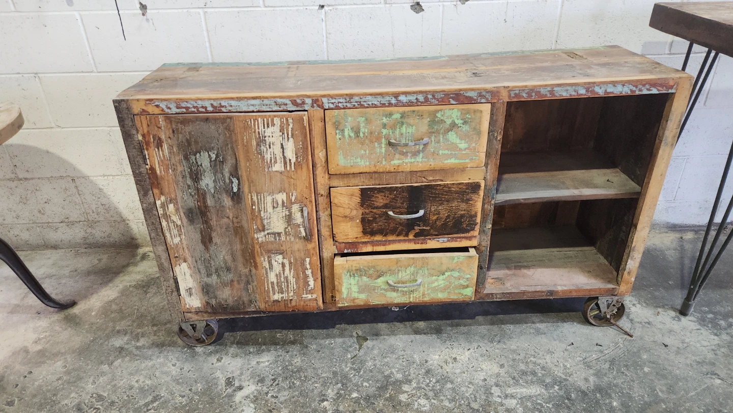 Vintage Industrial Reclaimed Wood Sideboard