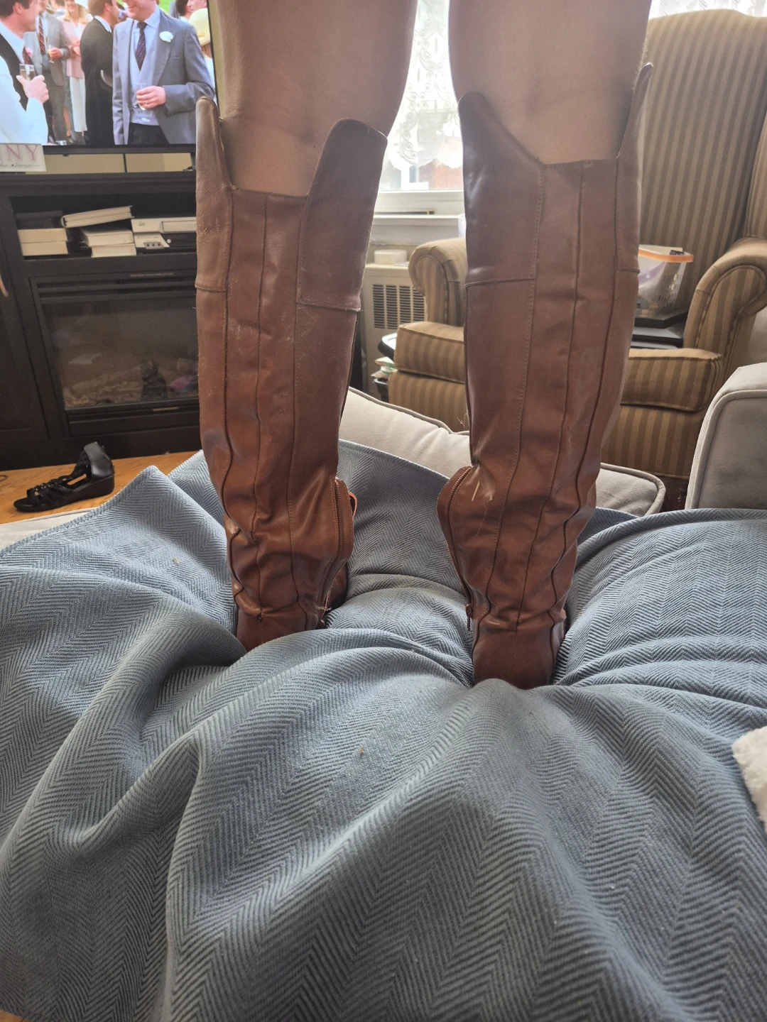 Brown Leather Knee-High Boots...size 9 - photo 2