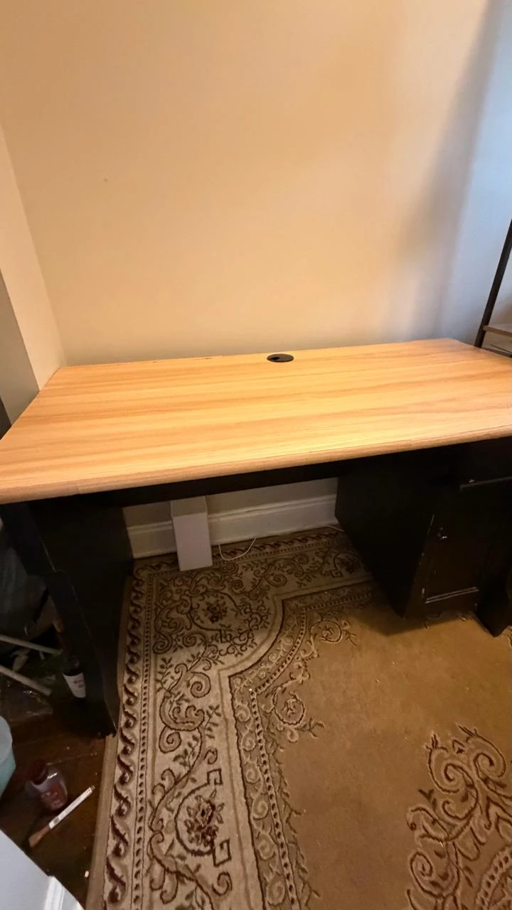 Solid wood work desk with drawers