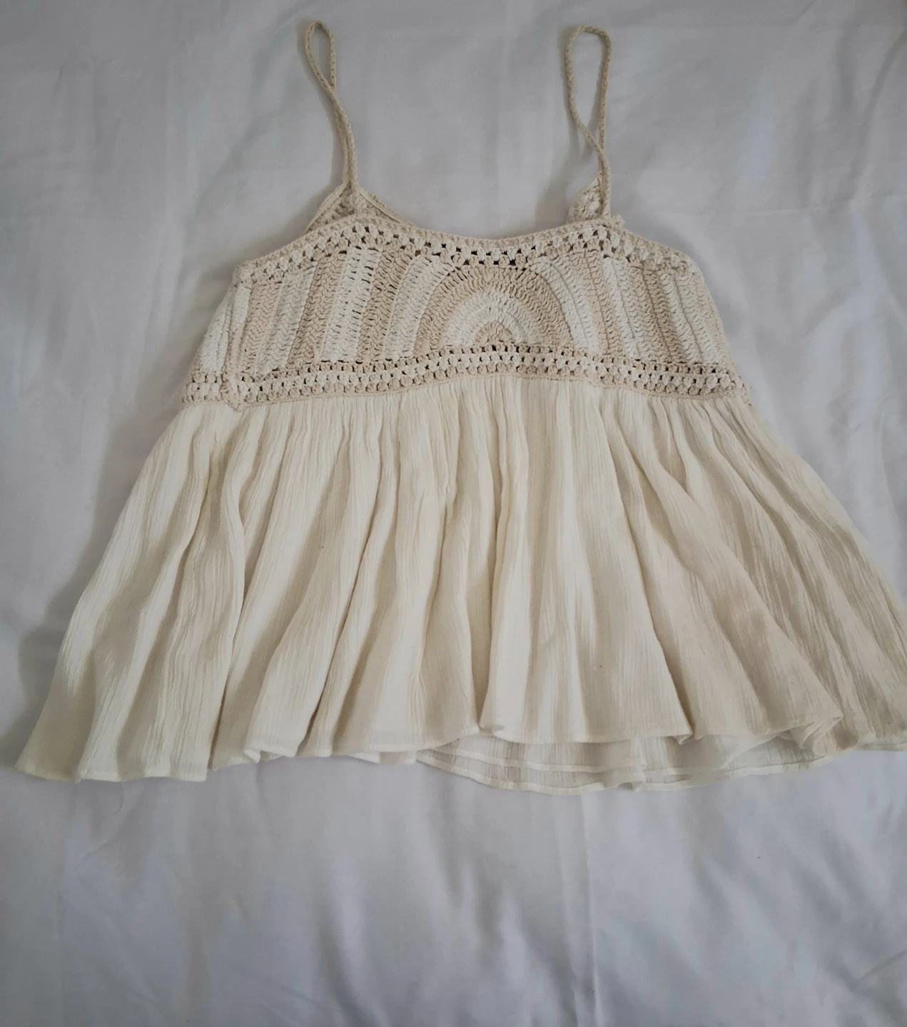 Zara Cream Crochet Detail Tank Top - photo 4