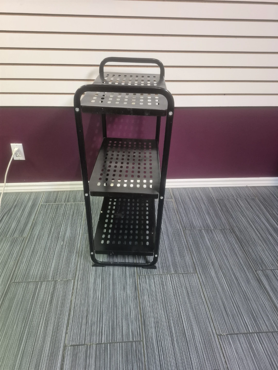 Black 3-Tier Metal Shelf Unit - photo 2
