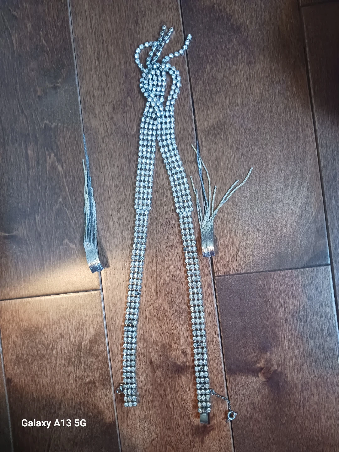 Rhinestone Waterfall Necklace with Fringe Earrings Set