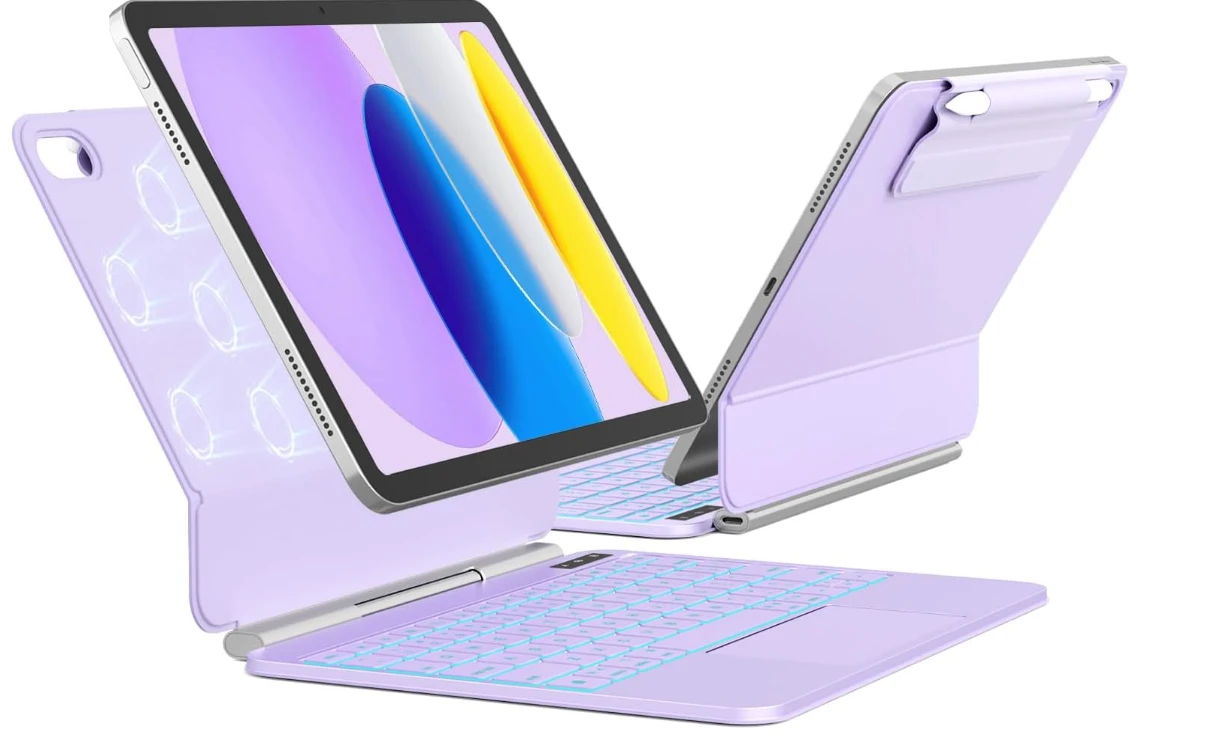 iPad Keyboard Case for iPad 11th Gen & 10th Gen, Purple