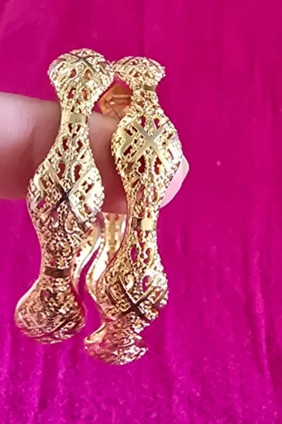 Kids Gold Tone Filigree Bangle Bracelets (Set of 2) - photo 2