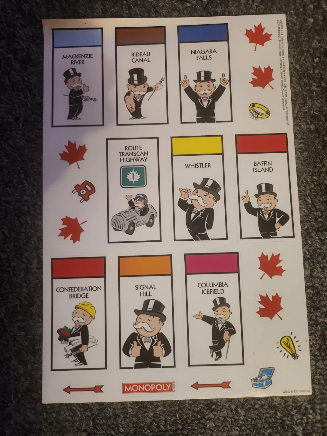 Monopoly Canada Sticker Sheet