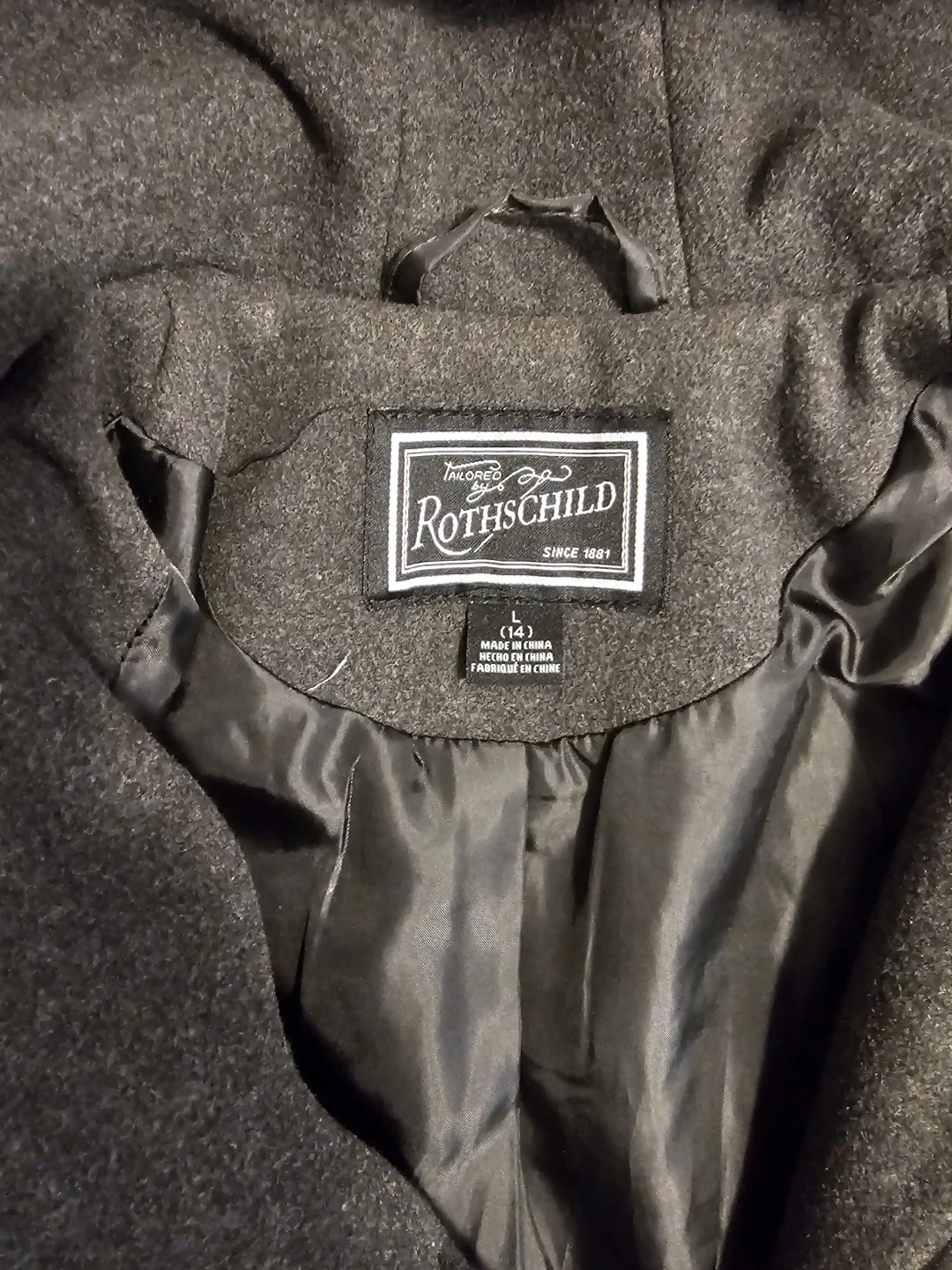 Rothschild Girls' Grey Coat with Faux Fur Hood Size 14 - photo 3