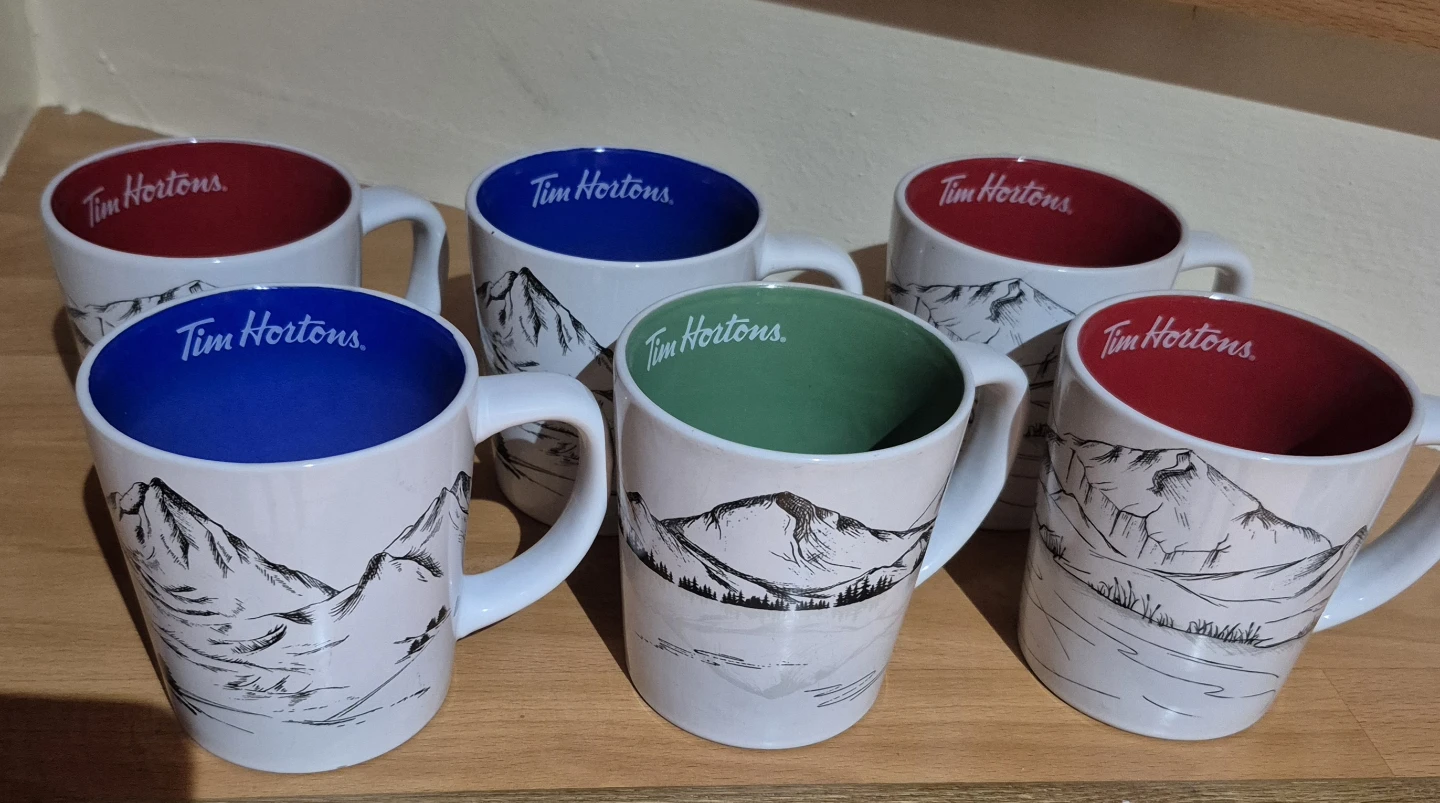 Tim Hortons Mountain Scene Coffee Mugs (Set of 6)