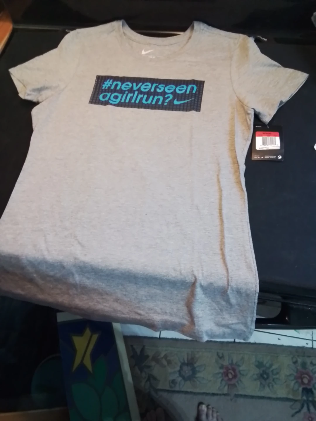 Nike Women's Grey #neverseenagirlrun? T-Shirt Size L