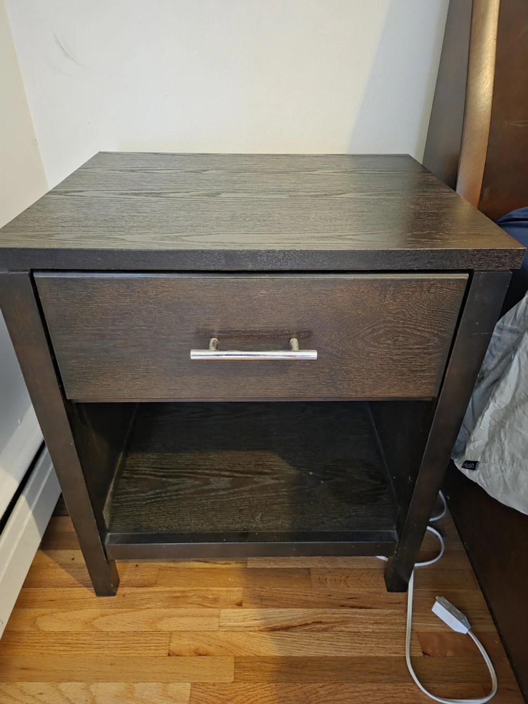 Dark Wood Nightstand with Drawer $50 - photo 2