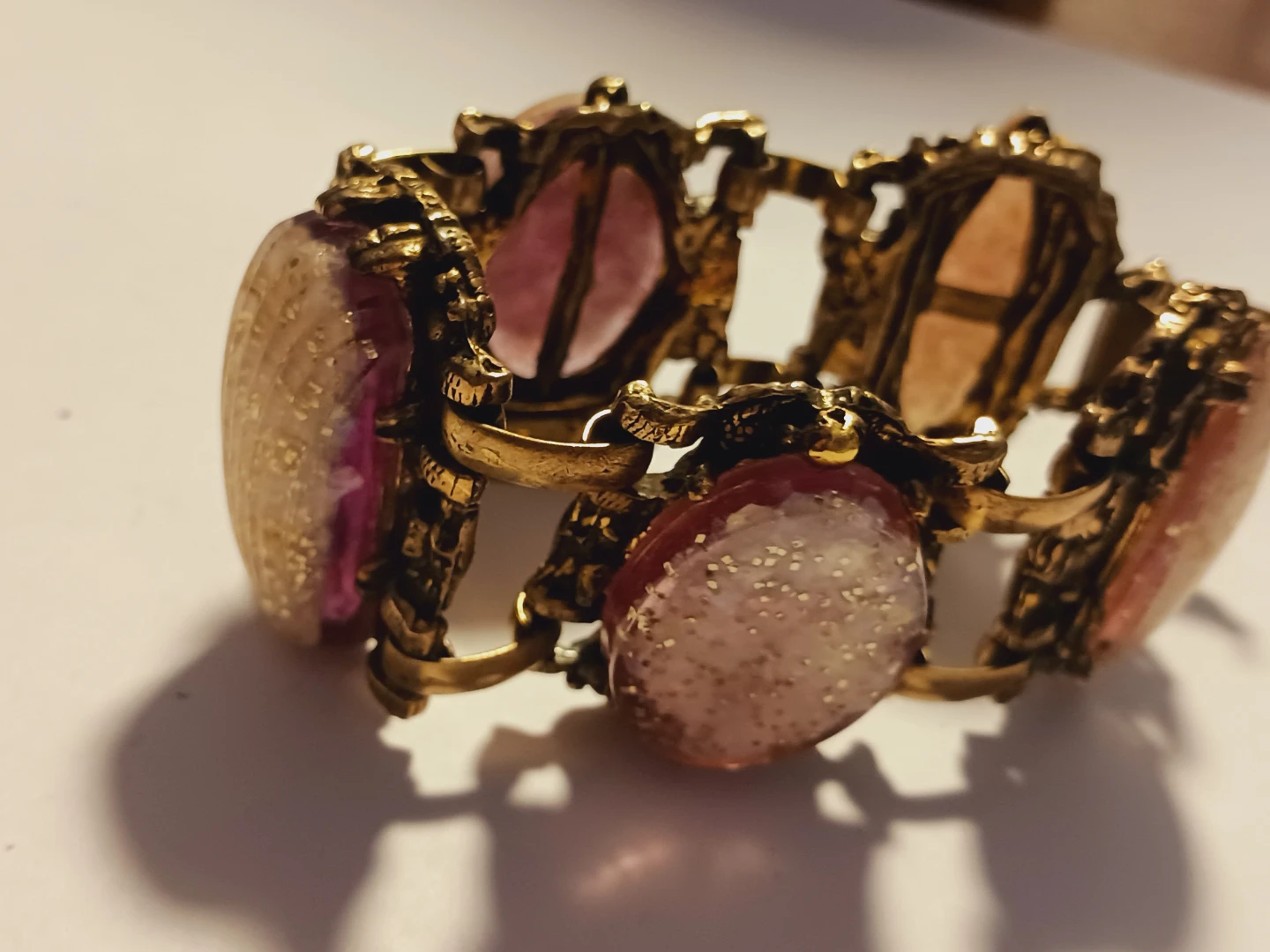 Vintage Chunky Bracelet with Glitter and Shell Accents - photo 5