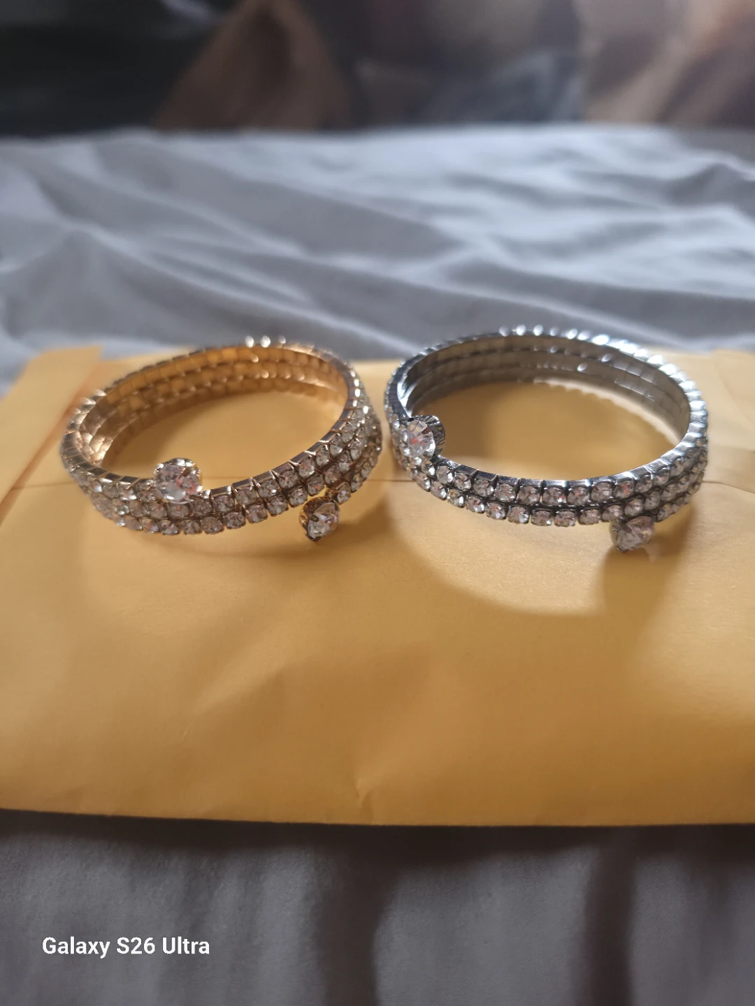 Set of 2 Rhinestone Coil Bracelets