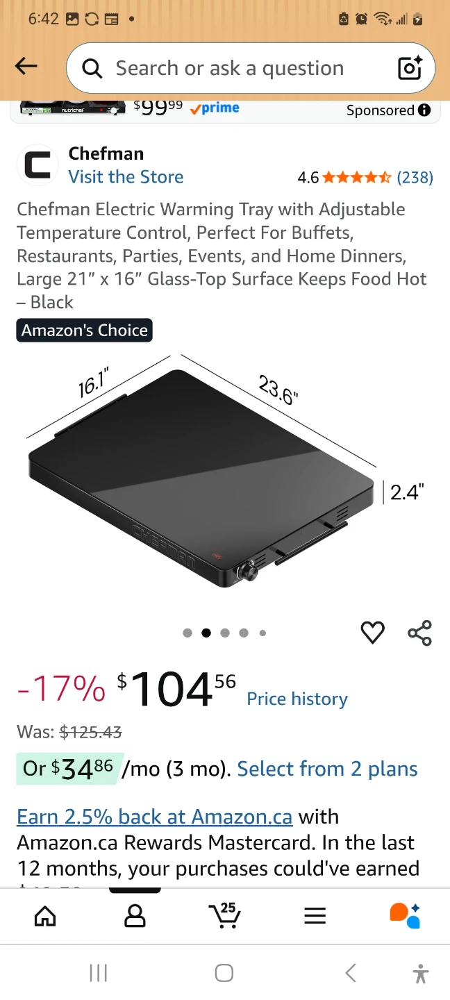 Chefman Family-Sized Glass Top Warming Tray - photo 3