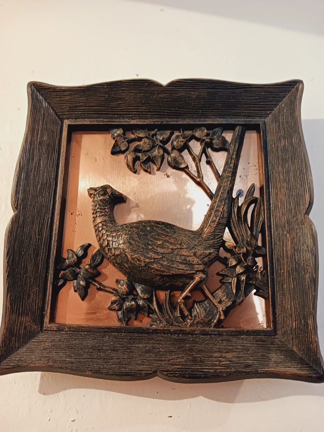 Beautiful Copper Framed Pheasant Relief Wall Art - photo 2