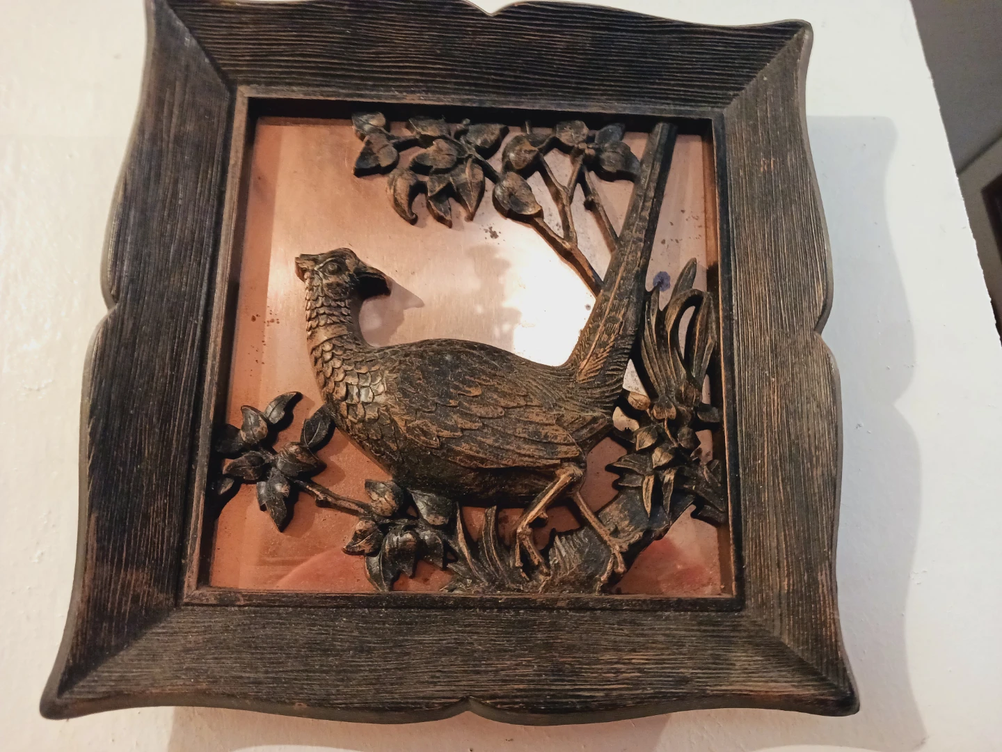 Beautiful Copper Framed Pheasant Relief Wall Art - photo 4