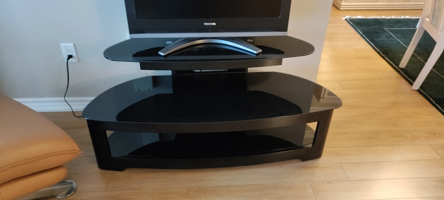Black 3-Tier Glass TV Stand