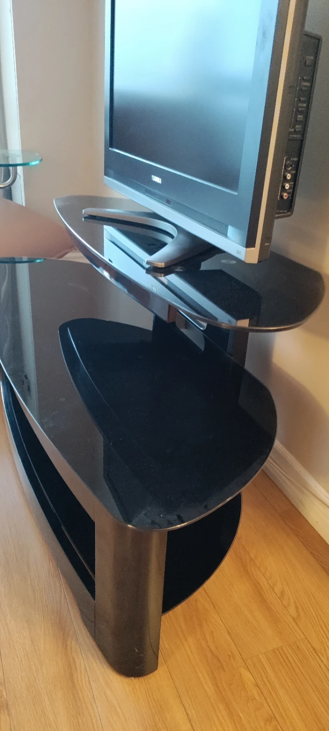 Black 3-Tier Glass TV Stand - photo 2