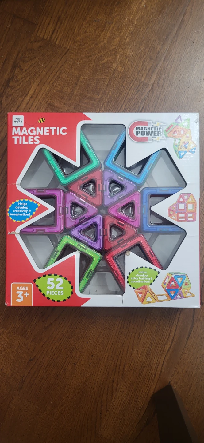 Bee Happy Magnetic Tiles Building Toy - 52 Pieces