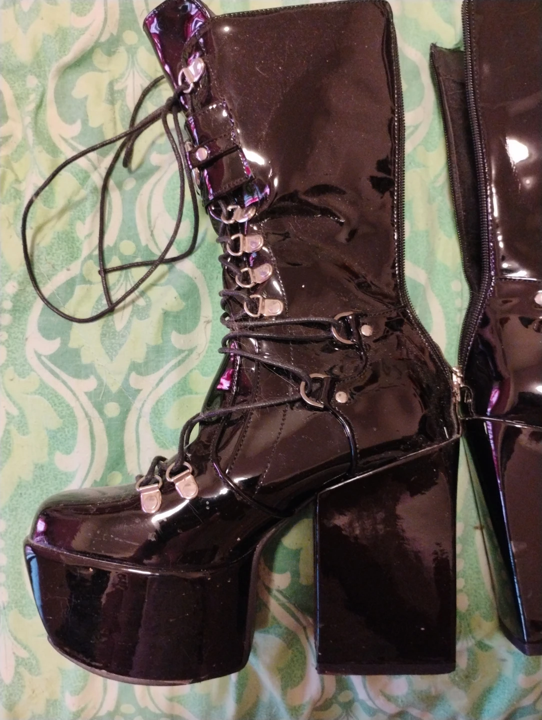 Black Patent Platform Lace-Up Boots - photo 2